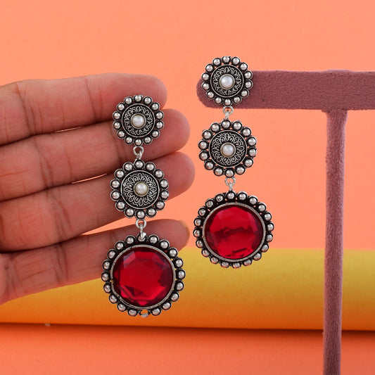 Gorgeous Rani Color Oxidised Earrings Perfect For Traditional Party Outfits And Wedding Jewelry