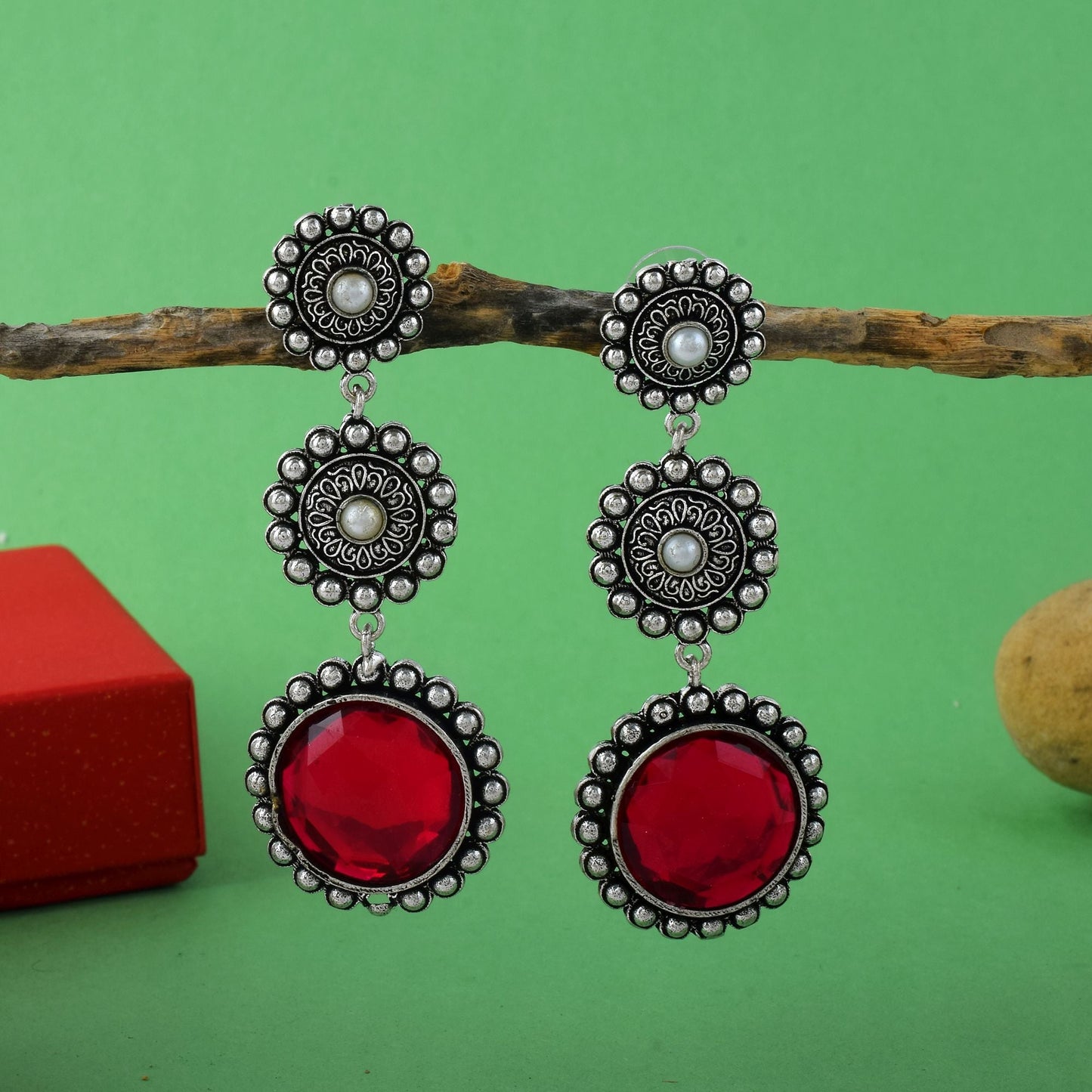 Gorgeous Rani Color Oxidised Earrings Perfect For Traditional Party Outfits And Wedding Jewelry