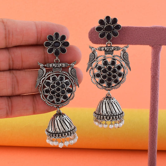 Elegant Black Color Oxidised Earrings Perfect For Daily Wear, Festivals, And Cultural Outfits