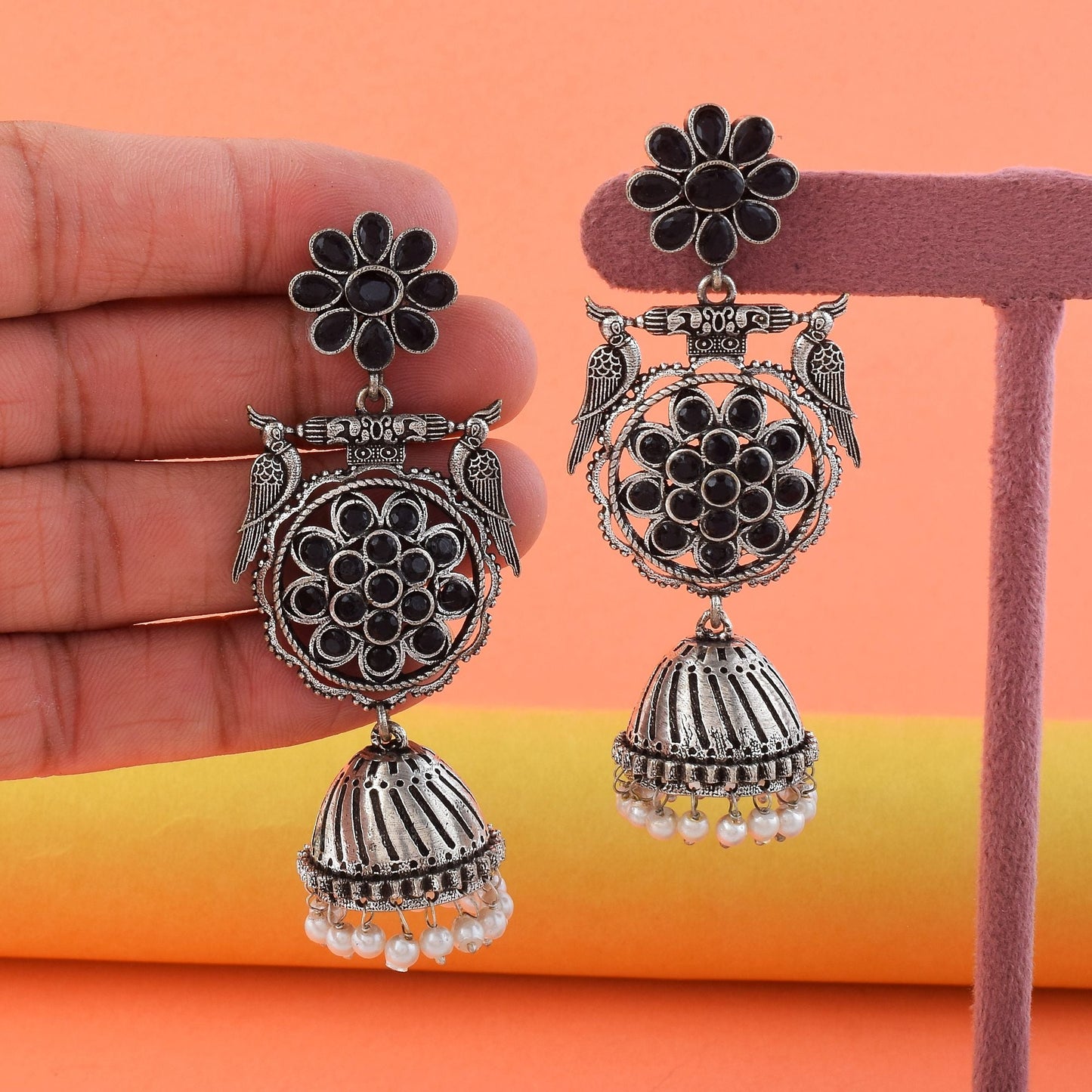 Elegant Black Color Oxidised Earrings Perfect For Daily Wear, Festivals, And Cultural Outfits