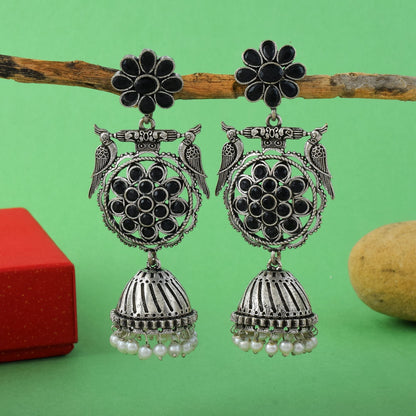 Elegant Black Color Oxidised Earrings Perfect For Daily Wear, Festivals, And Cultural Outfits
