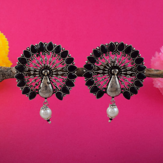 Classic Black Color Oxidised Earrings Designed For Daily Wear, Wedding, And Festival Outfits