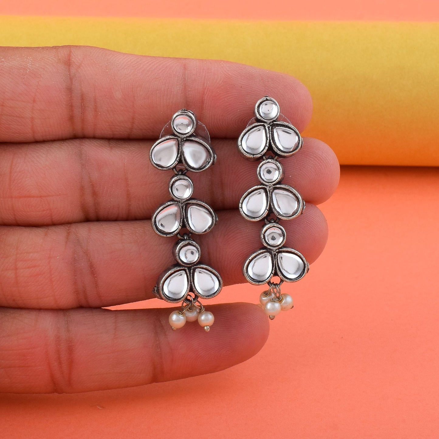 Gorgeous Silver Color Oxidised Earrings Designed For Brides, Parties, And Traditional Fashion Outfits