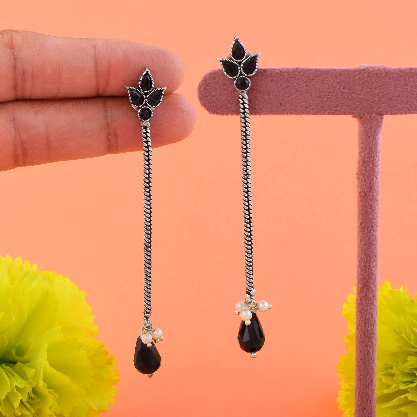 Classic Black Color Oxidised Earrings Designed With Premium Artistic Work For Women’S Party Jewelry
