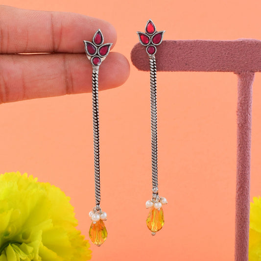 Stylish Multi Color Oxidised Earrings Designed For Women’S Ethnic Wear, Parties, And Traditional Outfits