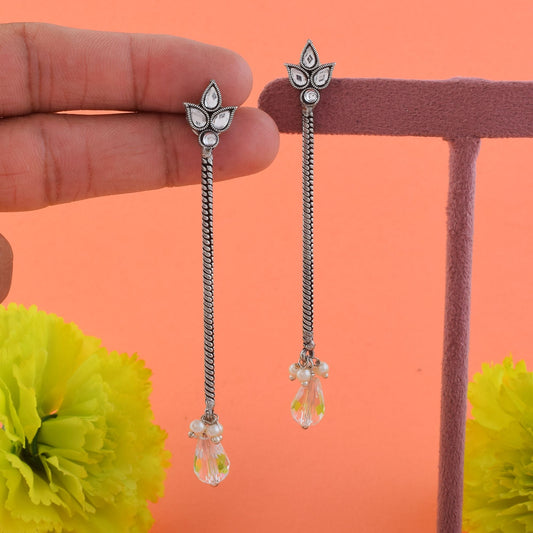 Gorgeous Silver Color Oxidised Earrings Crafted For Bridal Jewelry, Festivals, And Ethnic Styling