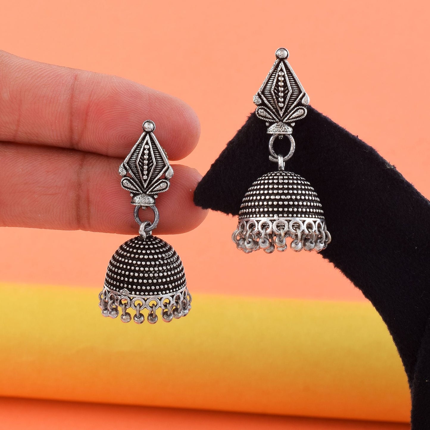 Gorgeous Silver Color Oxidised Earrings Crafted With Exquisite Handmade Work For Bridal Fashion Jewelry