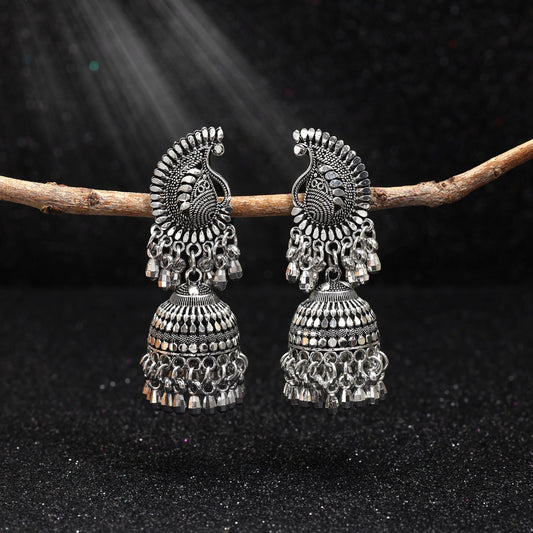 Elegant Silver Color Oxidised Earrings Crafted For Wedding Wear And Daily Ethnic Fashion
