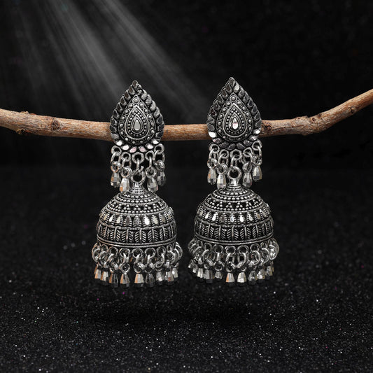 Beautiful Silver Color Oxidised Earrings Perfect For Women’S Ethnic Styling And Party Jewelry
