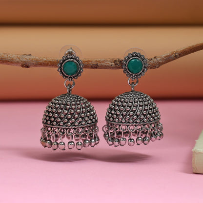 Beautiful Green Color Oxidised Earrings Perfect For Women’S Ethnic Outfits, Parties, And Wedding Wear