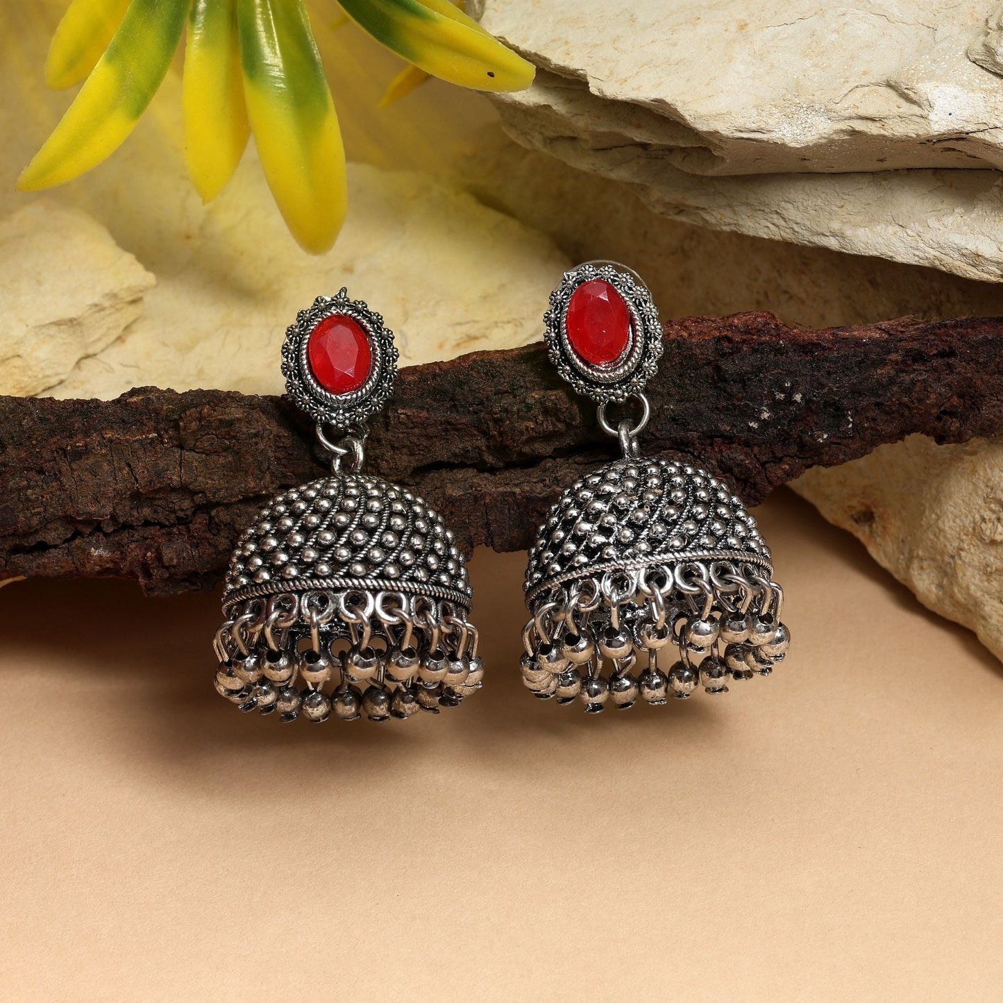 Stylish Red Color Oxidised Earrings Perfect For Women’S Bridal Looks, Festivals, And Wedding Celebrations