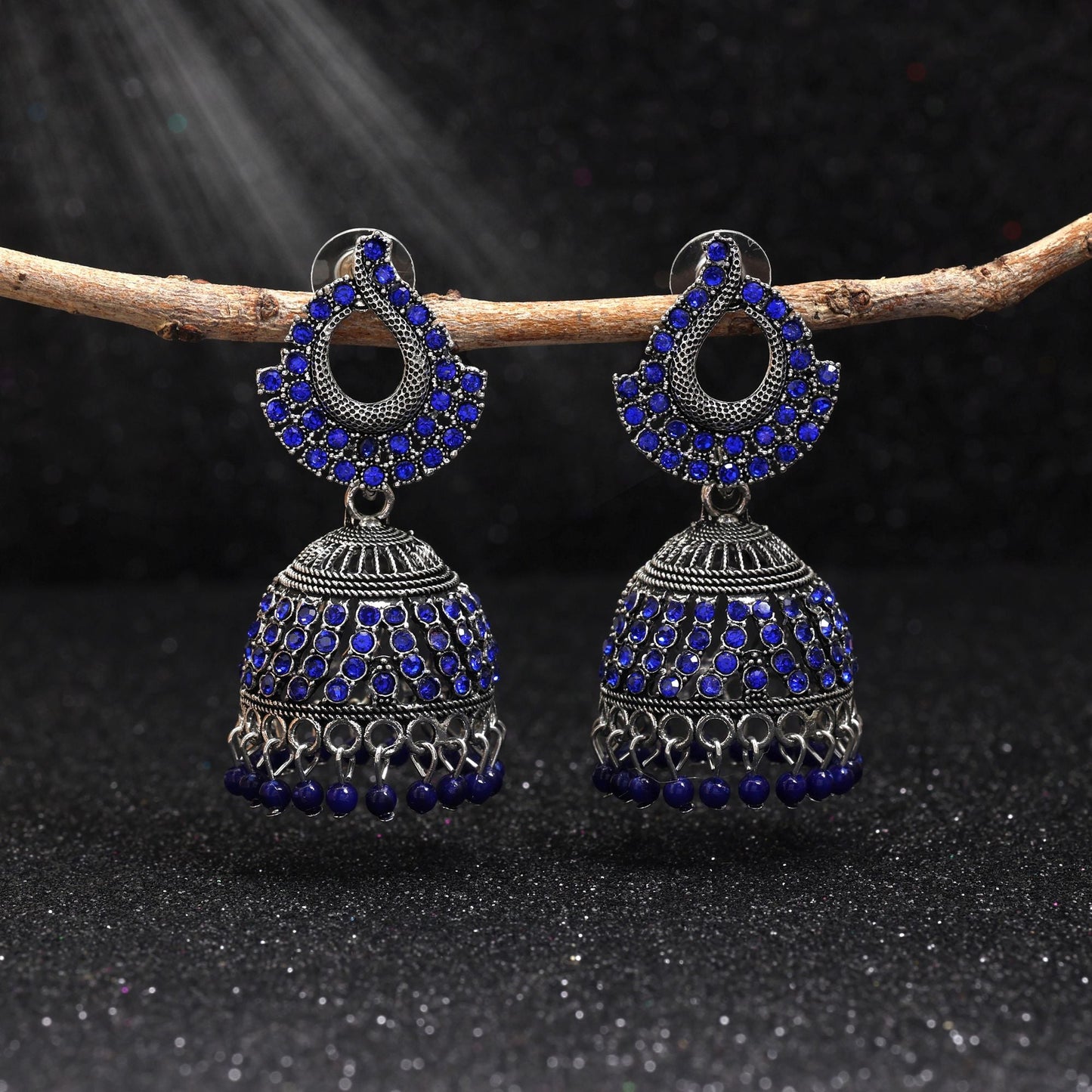 Attractive Blue Color Oxidised Earrings Perfect For Festivals, Parties, And Ethnic Jewelry For Women
