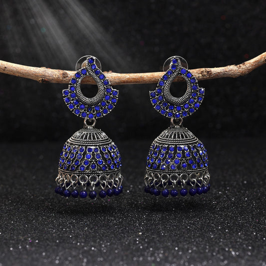 Attractive Blue Color Oxidised Earrings Perfect For Festivals, Parties, And Ethnic Jewelry For Women