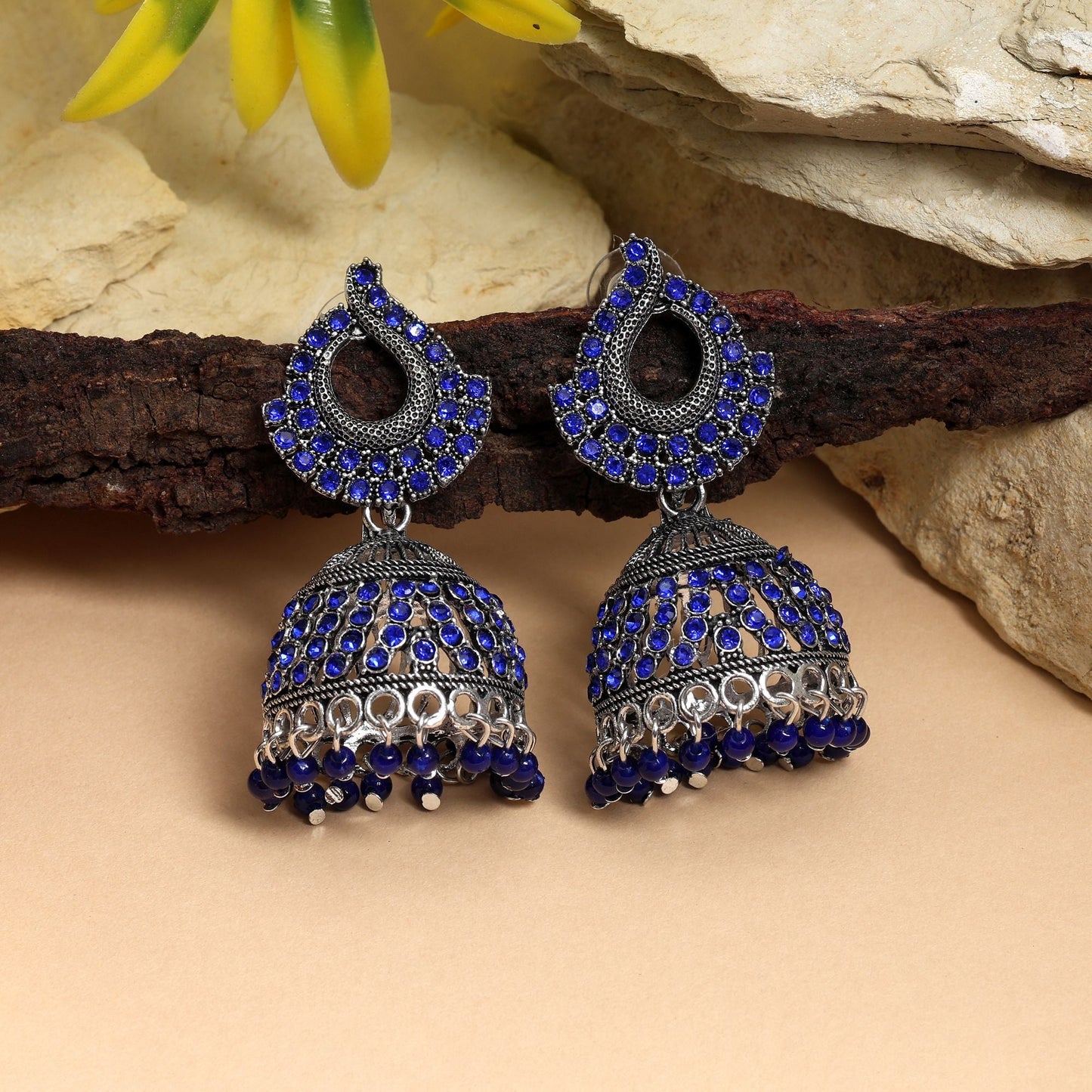 Attractive Blue Color Oxidised Earrings Perfect For Festivals, Parties, And Ethnic Jewelry For Women