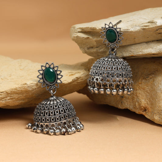Beautiful Green Color Oxidised Earrings Perfect For Women’S Daily Styling, Wedding Wear, And Festive Outfits