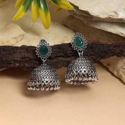 Exclusive Green Color Oxidised Earrings Perfect For Festivals, Wedding Outfits, And Traditional Jewelry Styling