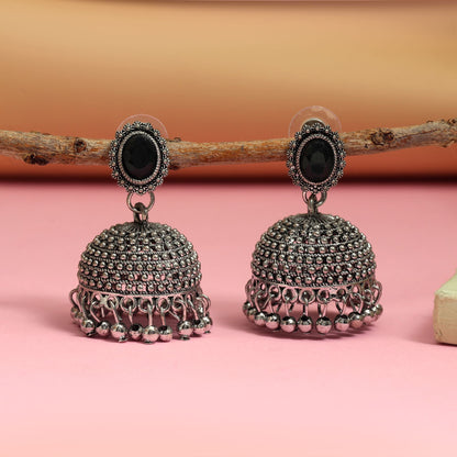 Classic Black Color Oxidised Earrings Perfect For Festivals, Wedding Outfits, And Ethnic Jewelry Fashion