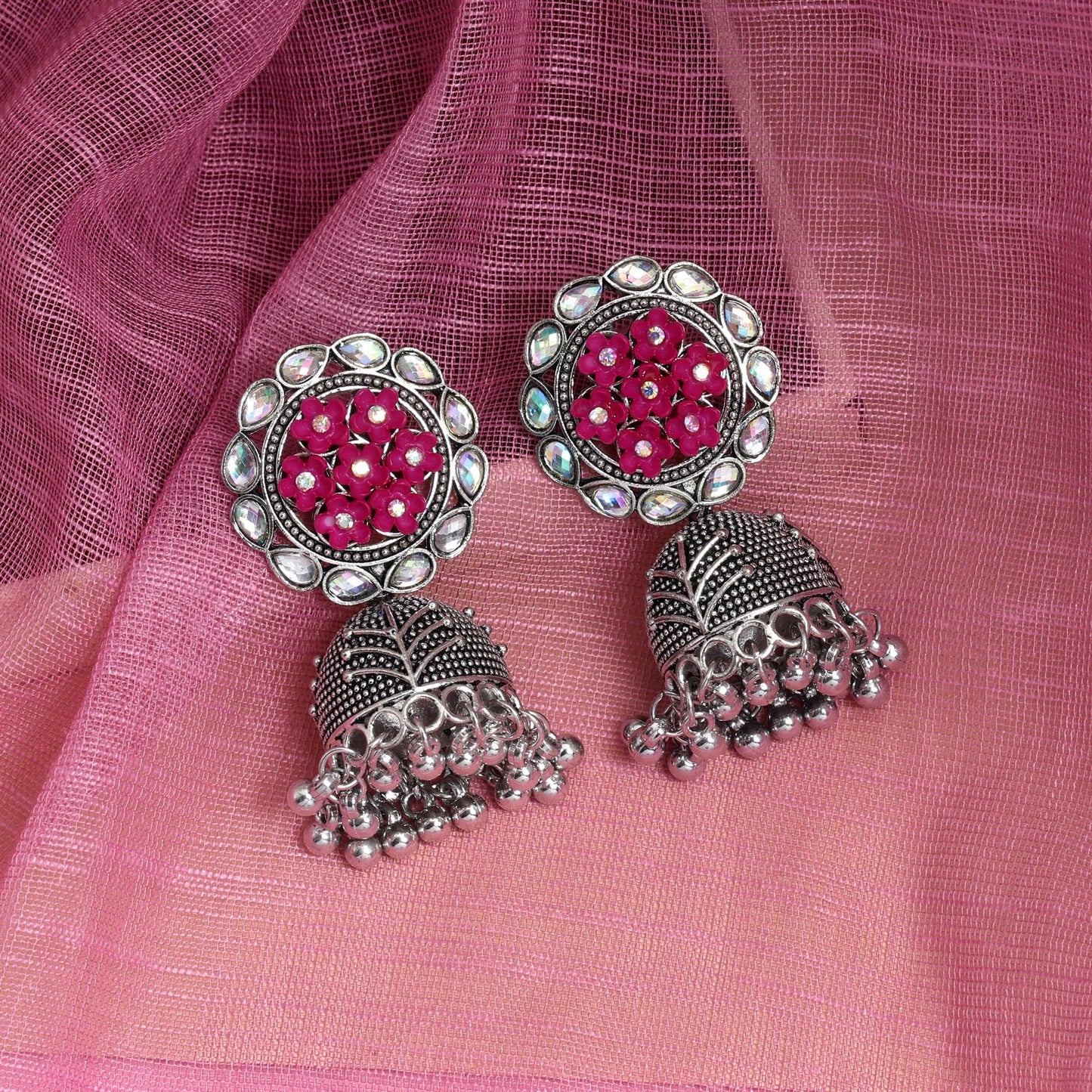 Stylish Rani Color Oxidised Earrings Perfect For Festivals, Parties, And Women’S Ethnic Jewelry Outfits