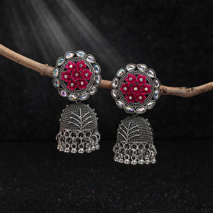 Stylish Rani Color Oxidised Earrings Perfect For Festivals, Parties, And Women’S Ethnic Jewelry Outfits