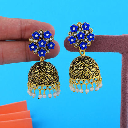 Stylish Blue Color Oxidised Earrings Perfect For Women’S Festivals, Functions, And Ethnic Outfits