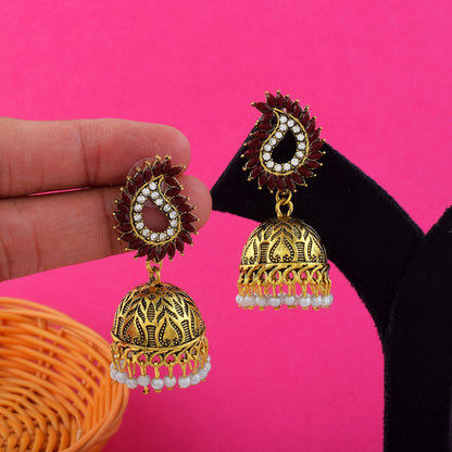 Stilvolle oxidierte Ohrringe in Kastanienbraun, perfekt für Hochzeitsfeiern, kulturelle Veranstaltungen und Party-Outfits