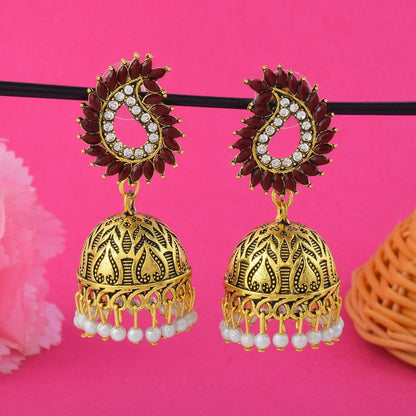 Stilvolle oxidierte Ohrringe in Kastanienbraun, perfekt für Hochzeitsfeiern, kulturelle Veranstaltungen und Party-Outfits