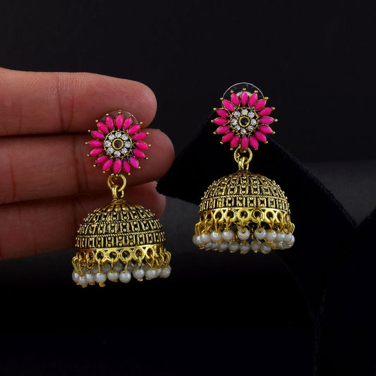 Beautiful Rani Color Oxidised Earrings Perfect For Women’S Ethnic Fashion Jewelry And Wedding Outfits