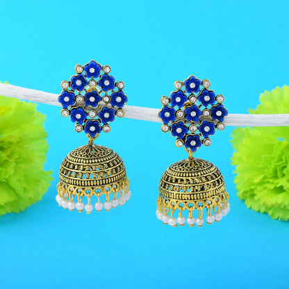 Gorgeous Blue Color Oxidised Earrings Perfect For Women’S Fashion Jewelry And Ethnic Traditional Wear