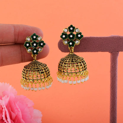 Beautiful Green Color Oxidised Earrings Crafted For Wedding Functions, Festivals, And Women’S Outfits