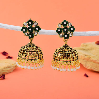 Beautiful Green Color Oxidised Earrings Crafted For Wedding Functions, Festivals, And Women’S Outfits
