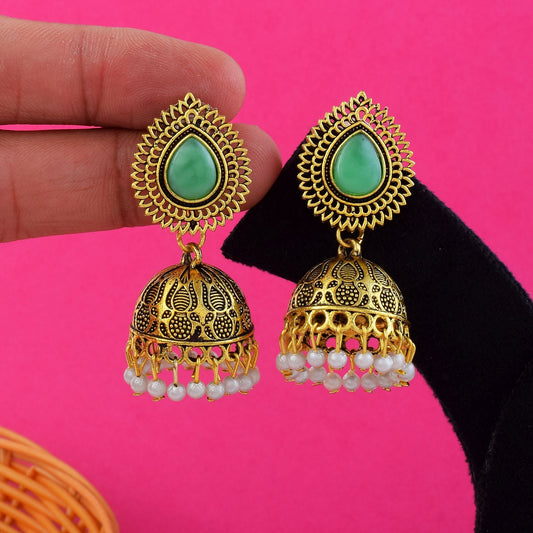 Gorgeous Light Green Color Oxidised Earrings Perfect For Women’S Wedding Fashion And Traditional Styling