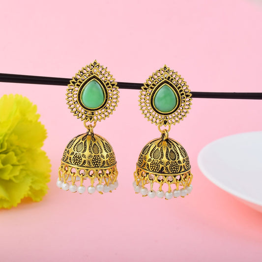 Gorgeous Light Green Color Oxidised Earrings Perfect For Women’S Wedding Fashion And Traditional Styling