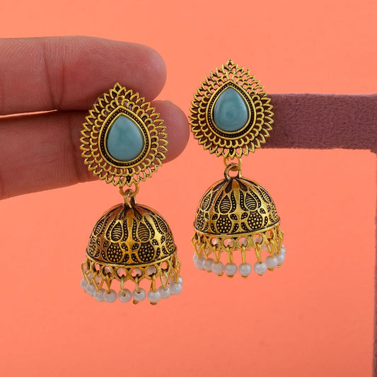 Gorgeous Rama Green Color Oxidised Earrings Perfect For Women’S Traditional Outfits And Party Styling