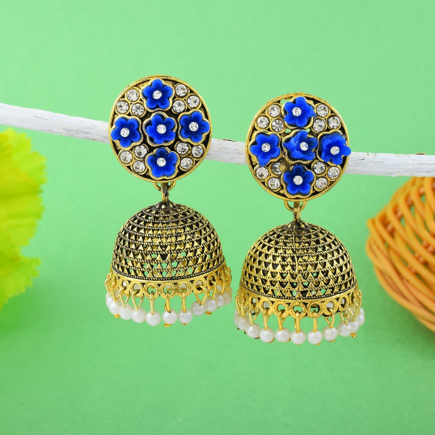 Stylish Blue Color Oxidised Earrings Perfect For Cultural Festivals, Weddings, And Party Styling Jewelry