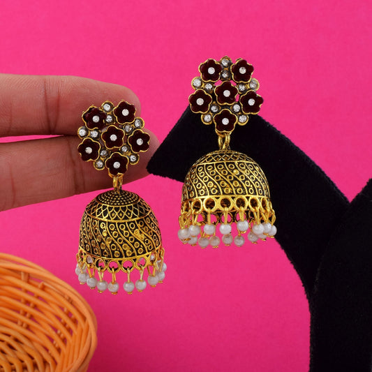 Wunderschöne oxidierte Ohrringe in Kastanienbraun, perfekt für die Hochzeitskleidung von Frauen, Festivals und Verlobungen