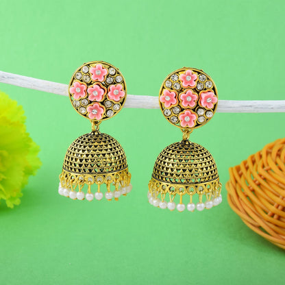 Beautiful Peach Color Oxidised Earrings Designed For Women’S Traditional Outfits And Cultural Fashion