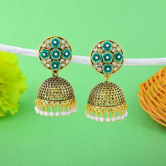 Exclusive Orange Color Oxidised Earrings Designed For Wedding Celebrations, Parties, And Ethnic Outfits