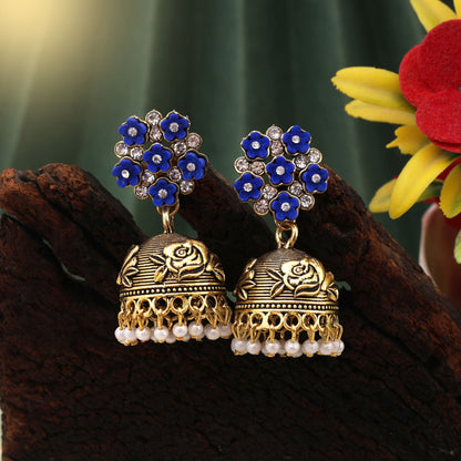 Stylish Blue Color Oxidised Earrings Perfect For Brides, Festivals, And Traditional Cultural Jewelry
