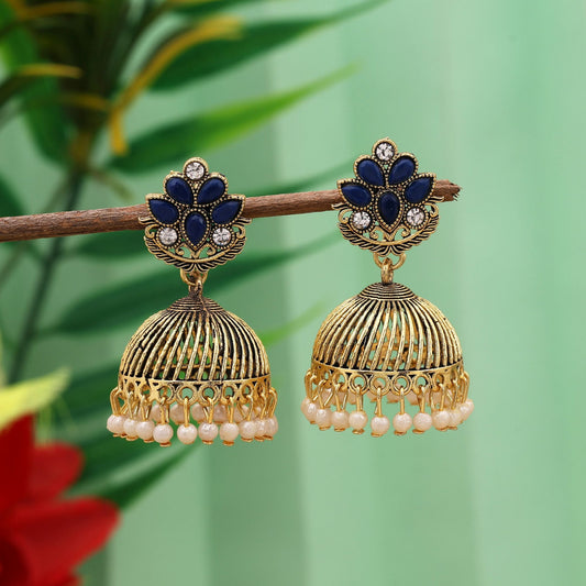 Elegant Blue Color Oxidised Earrings Designed For Brides, Functions, And Women’S Traditional Outfits