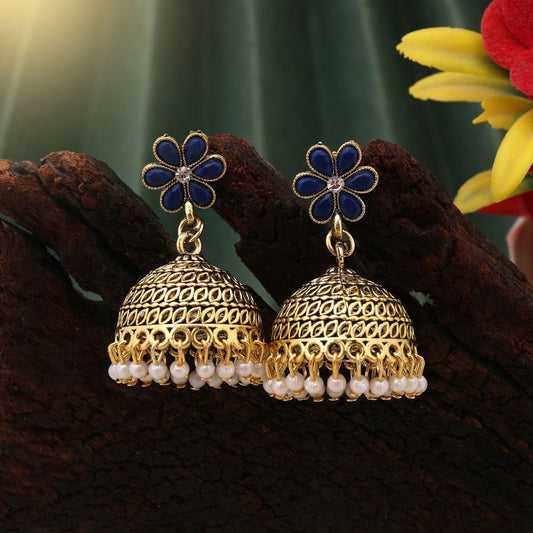 Exclusive Blue Color Oxidised Earrings Designed For Women’S Festive Fashion And Bridal Styling Jewelry