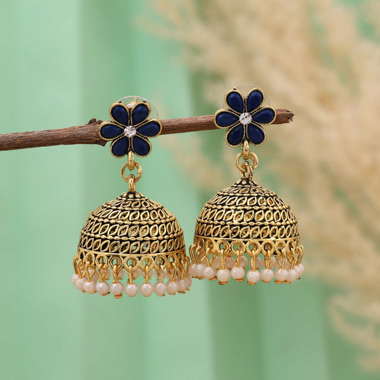 Exclusive Blue Color Oxidised Earrings Designed For Women’S Festive Fashion And Bridal Styling Jewelry