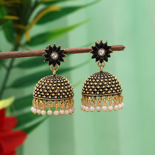 Attractive Black Color Oxidised Earrings Designed For Parties, Weddings, And Women’S Traditional Outfits