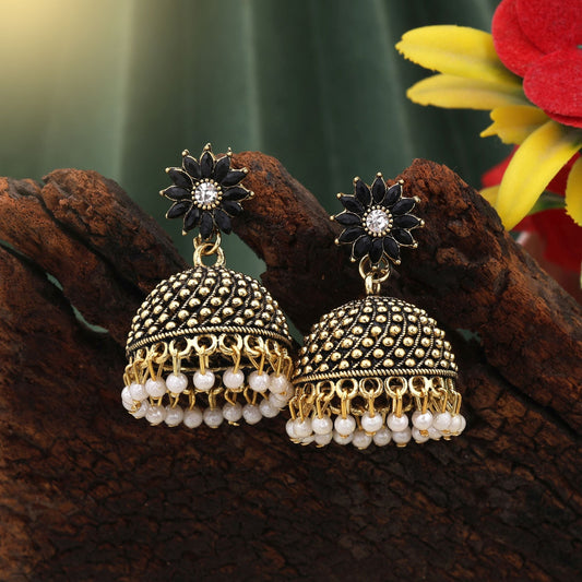 Attractive Black Color Oxidised Earrings Designed For Parties, Weddings, And Women’S Traditional Outfits