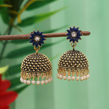 Stylish Blue Color Oxidised Earrings Crafted For Brides, Functions, And Ethnic Cultural Fashion Jewelry
