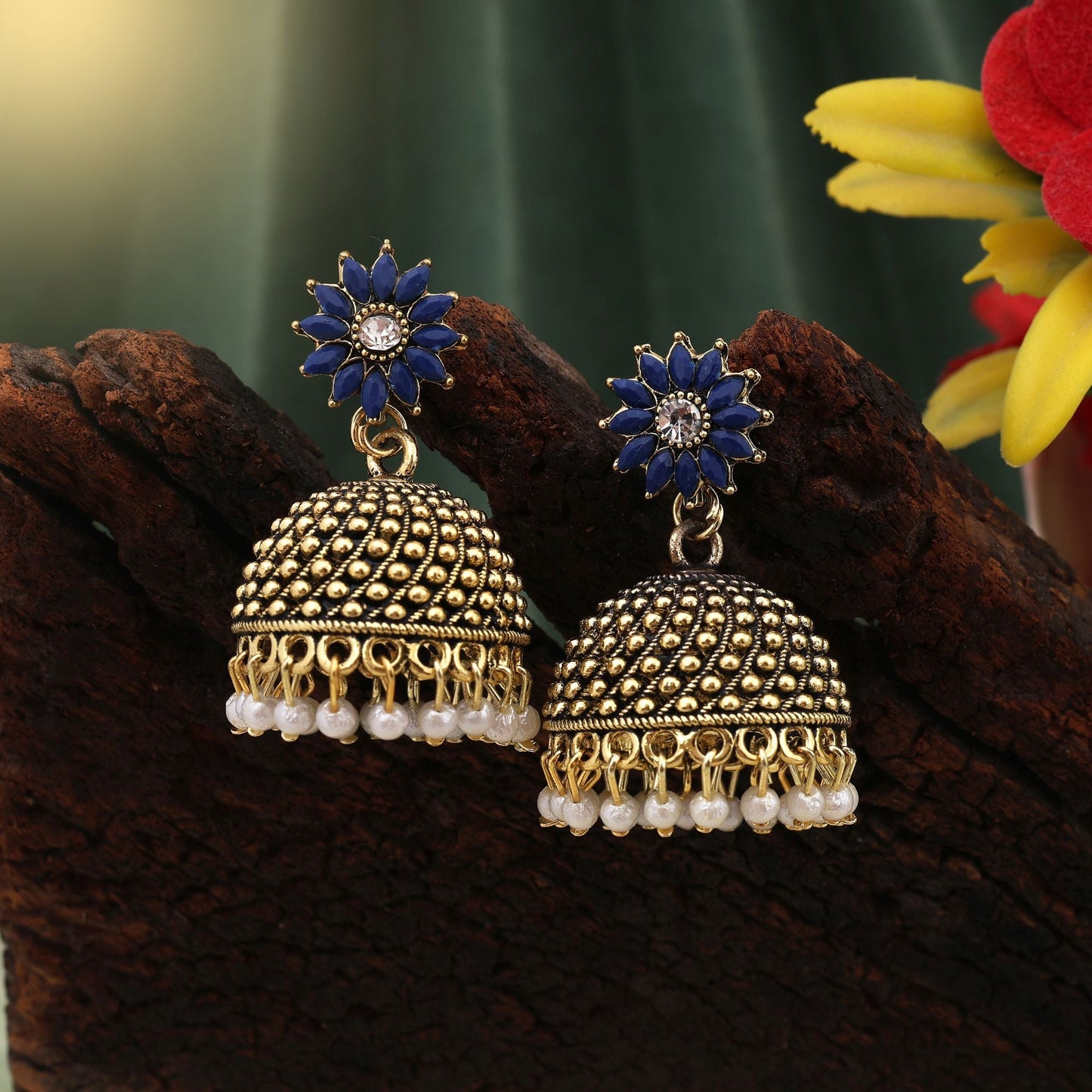 Stylish Blue Color Oxidised Earrings Crafted For Brides, Functions, And Ethnic Cultural Fashion Jewelry