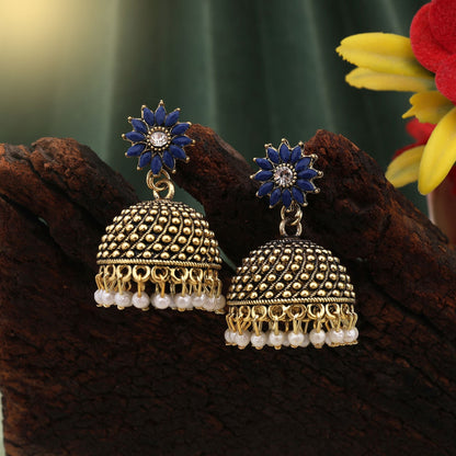 Stylish Blue Color Oxidised Earrings Crafted For Brides, Functions, And Ethnic Cultural Fashion Jewelry
