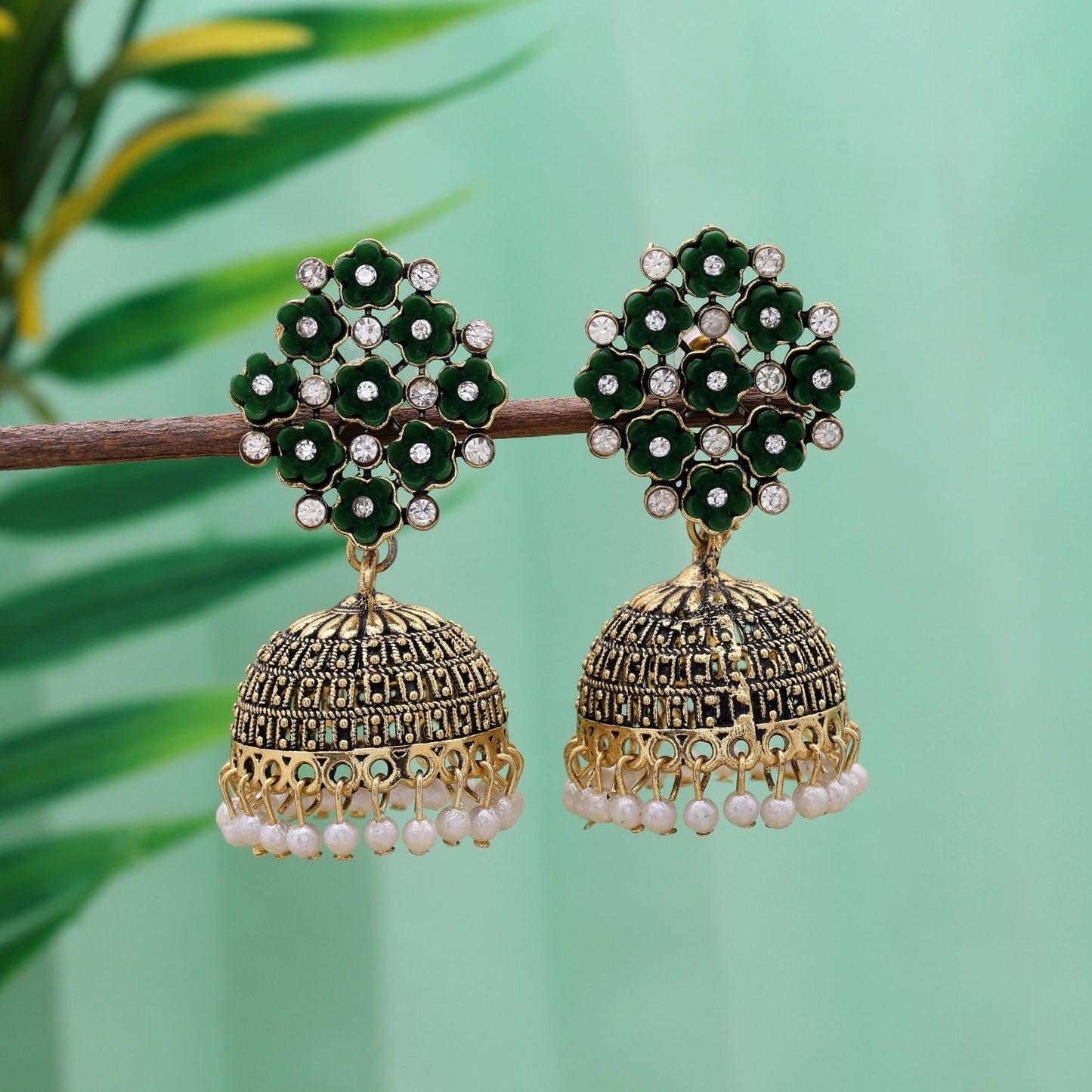 Beautiful Green Color Oxidised Earrings Perfect For Weddings, Ethnic Fashion, And Women’S Daily Styling