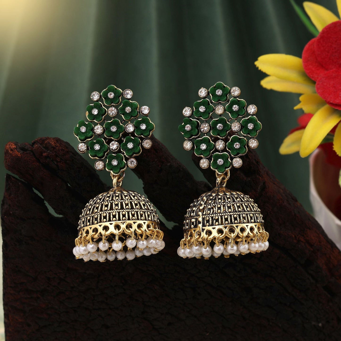 Beautiful Green Color Oxidised Earrings Perfect For Weddings, Ethnic Fashion, And Women’S Daily Styling
