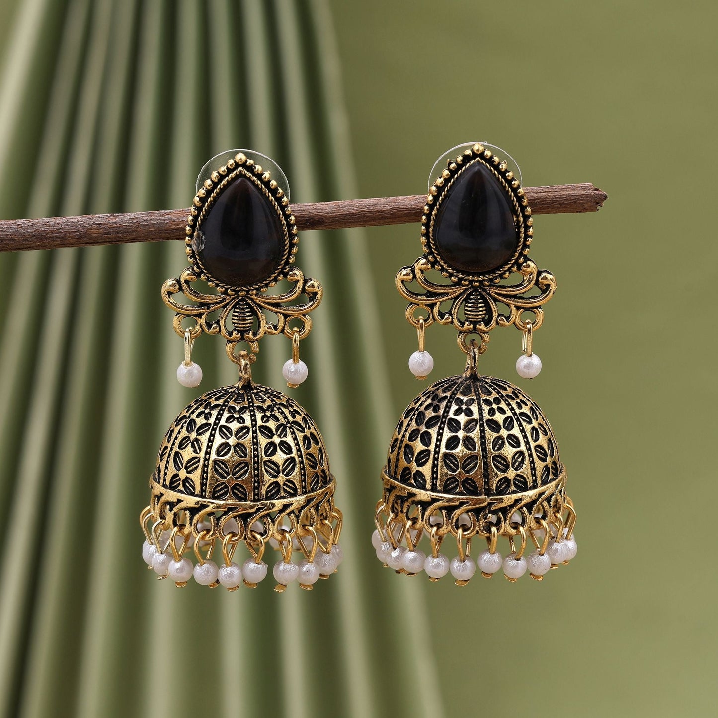 Classic Black Color Oxidised Earrings Crafted For Weddings, Bridal Styling, And Traditional Outfits Jewelry