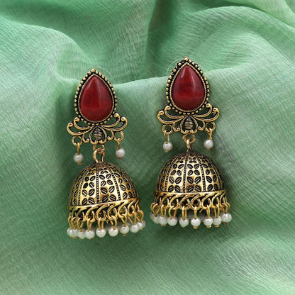 Gorgeous Red Color Oxidised Earrings Crafted For Festivals, Party Outfits, And Women’S Bridal Jewelry